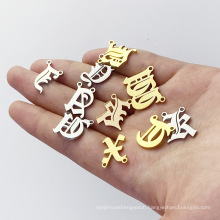 custom personalized 26 letters retro gothic gold plated stainless steel necklaces bracelets anklets jewelry accessories OEM